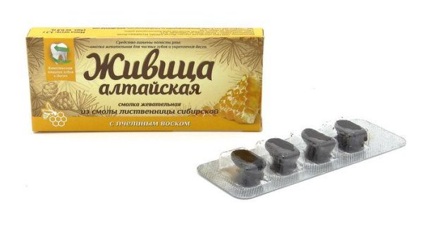 Смолка жевательная Живица Алтайская с пчелиным воском Алтайский Нектар 4шт фотография